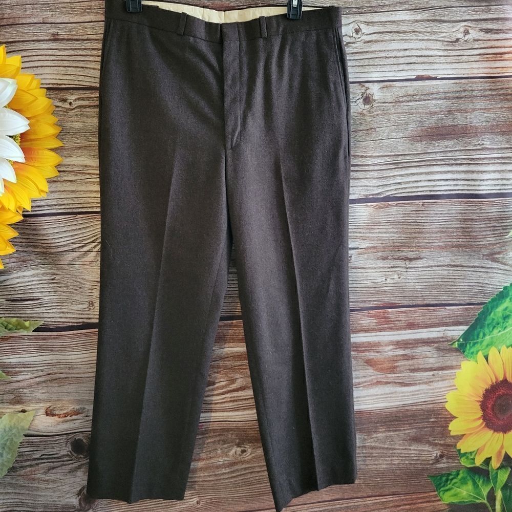 Farah Mens brown 38" dress pants 35% wool vintage Pre-owned